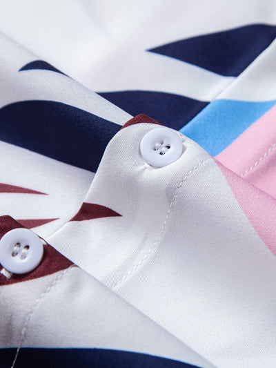 Athol® | Leaf Color Block Print Button Up Shirt