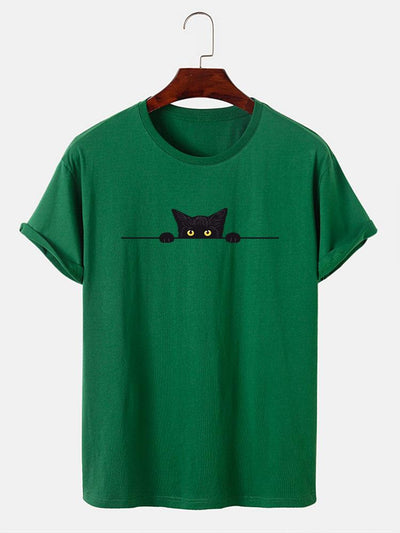 Zenón® | Black Cat Print T-Shirt