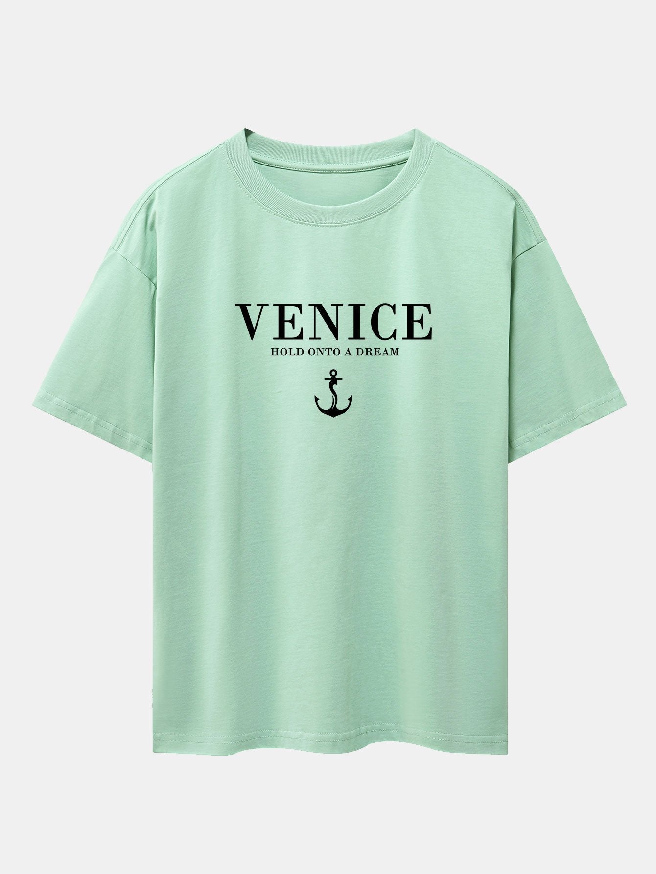 Asher® | Venice Anchor Print Drop Shoulder Oversize T-Shirt