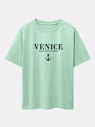 Asher® | Venice Anchor Print Drop Shoulder Oversize T-Shirt