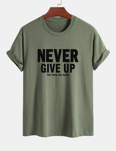 Ubaldo® | Never Give Up Print Cotton T-Shirt