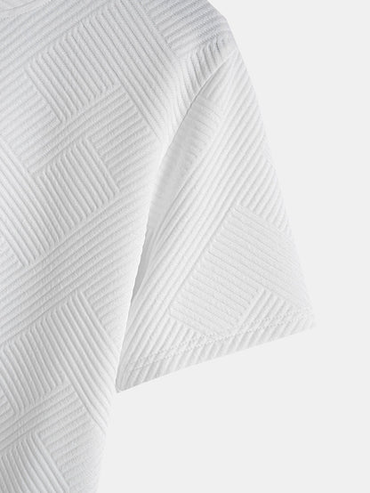 Zacarías® | Short Sleeve Stripe Jacquard Arc Hem T-Shirt