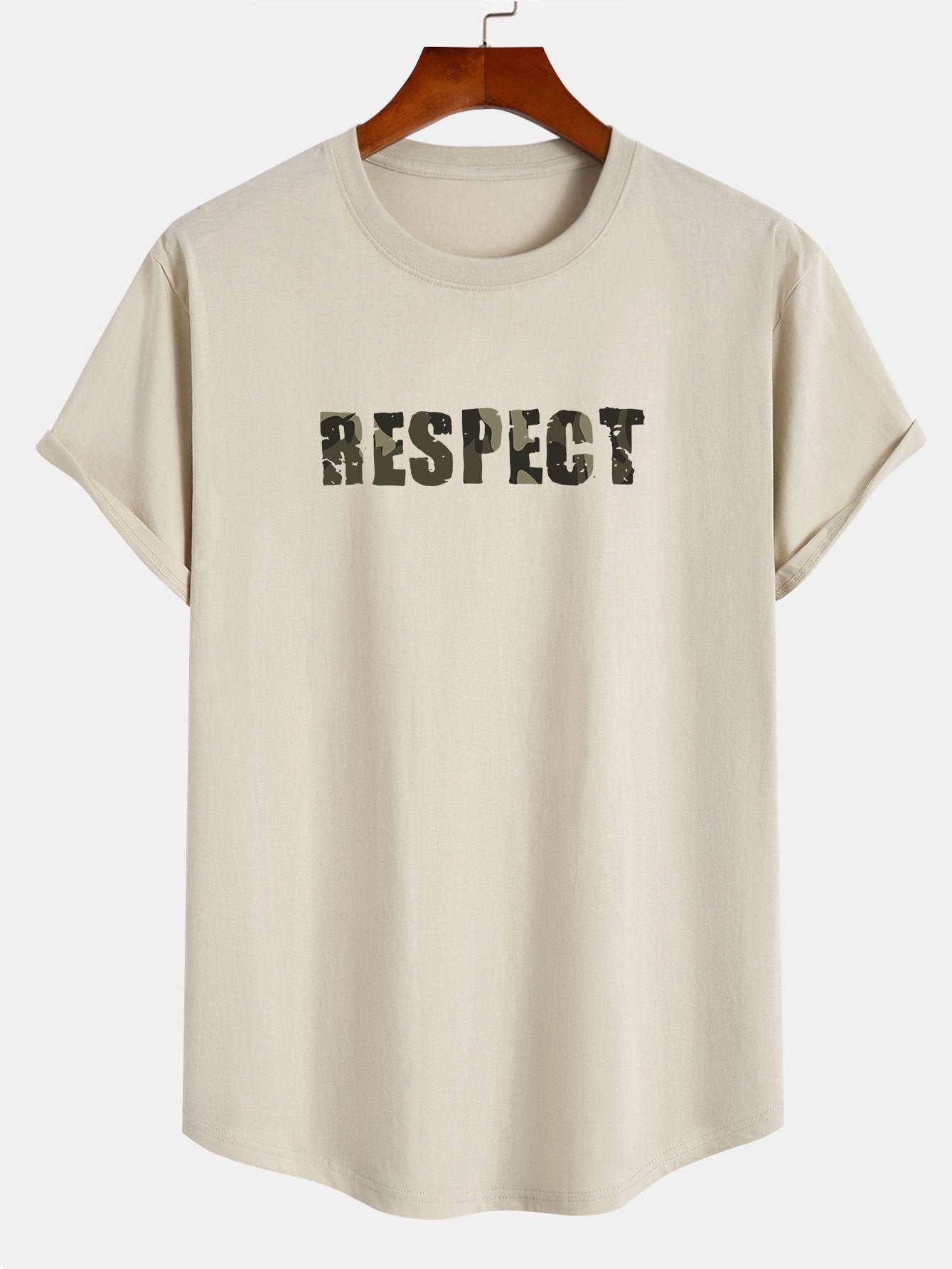 David® | Camouflage Respect Print Cotton Arc Hem T-Shirt
