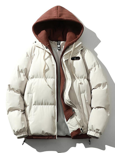 Caspian | Contrast Zip Up Hooded Puffer Coat