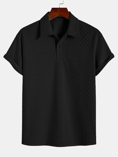 Cleto® | Rhombus Geometric Jacquard Polo