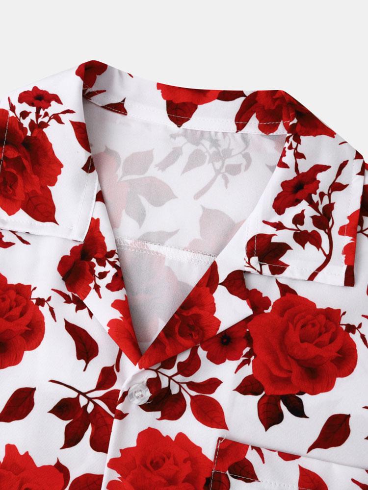 Atiyeh® | Red Floral Print Revere Collar Shirt