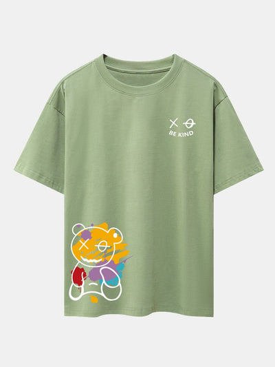 Thomas® | Graffiti Bear Print Drop Shoulder Oversize T-Shirt