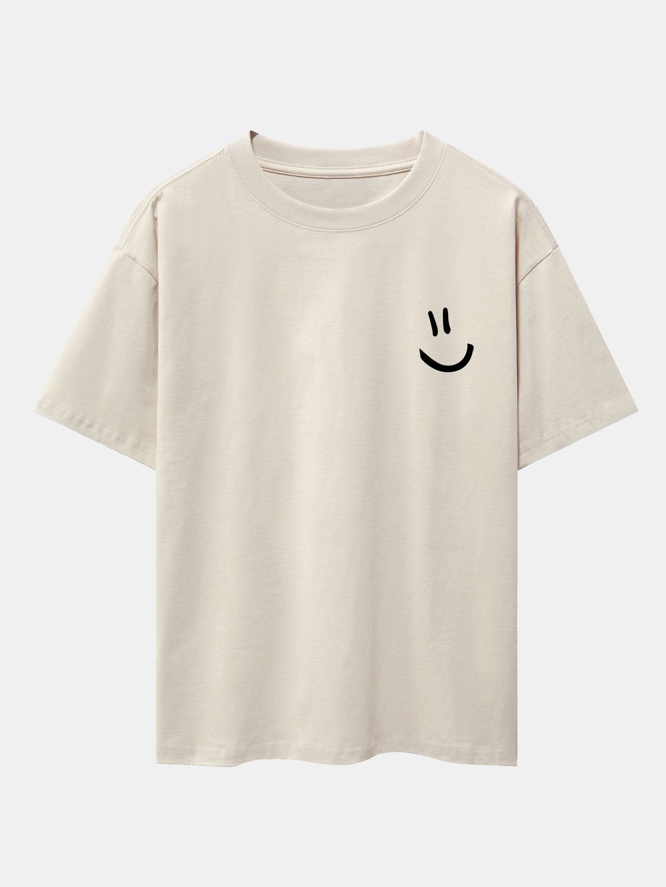 Adney® | 3 Pieces Smiley Face Print Drop Shoulder Oversize T-Shirts