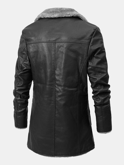 Nolan | Long Line Faux Fur Lined PU Leather Coat