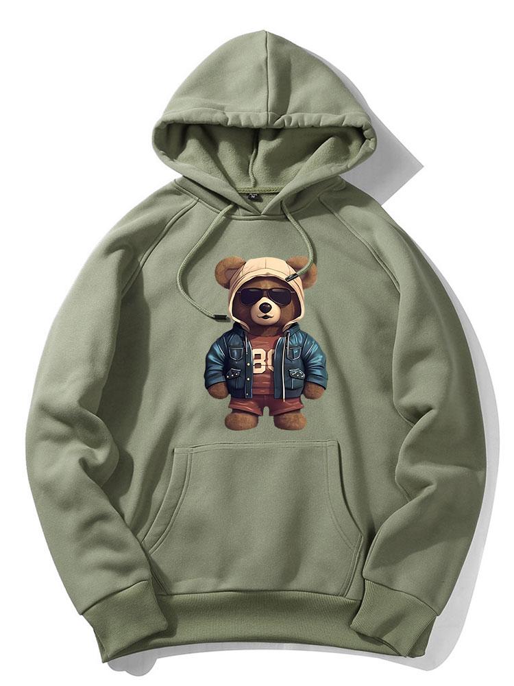 Benedict | Bear In Leather Jacket Print Hoodie