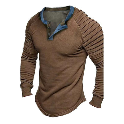 Men's Solid Color Long Sleeve Henley Shirt
