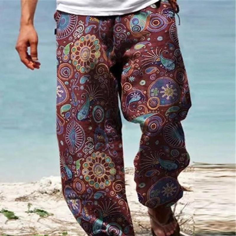 Men's Vine Loose Printed Drawstring Pants