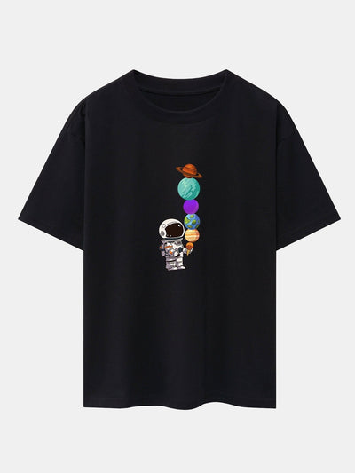 Atilano® | Planet Astronaut Print Drop Shoulder Oversize T-Shirt