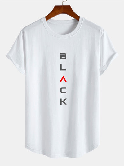 Zane® | Black Print Cotton Arc Hem T-Shirt