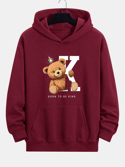 Piran | Crown King Bear Print Relax Fit Hoodie