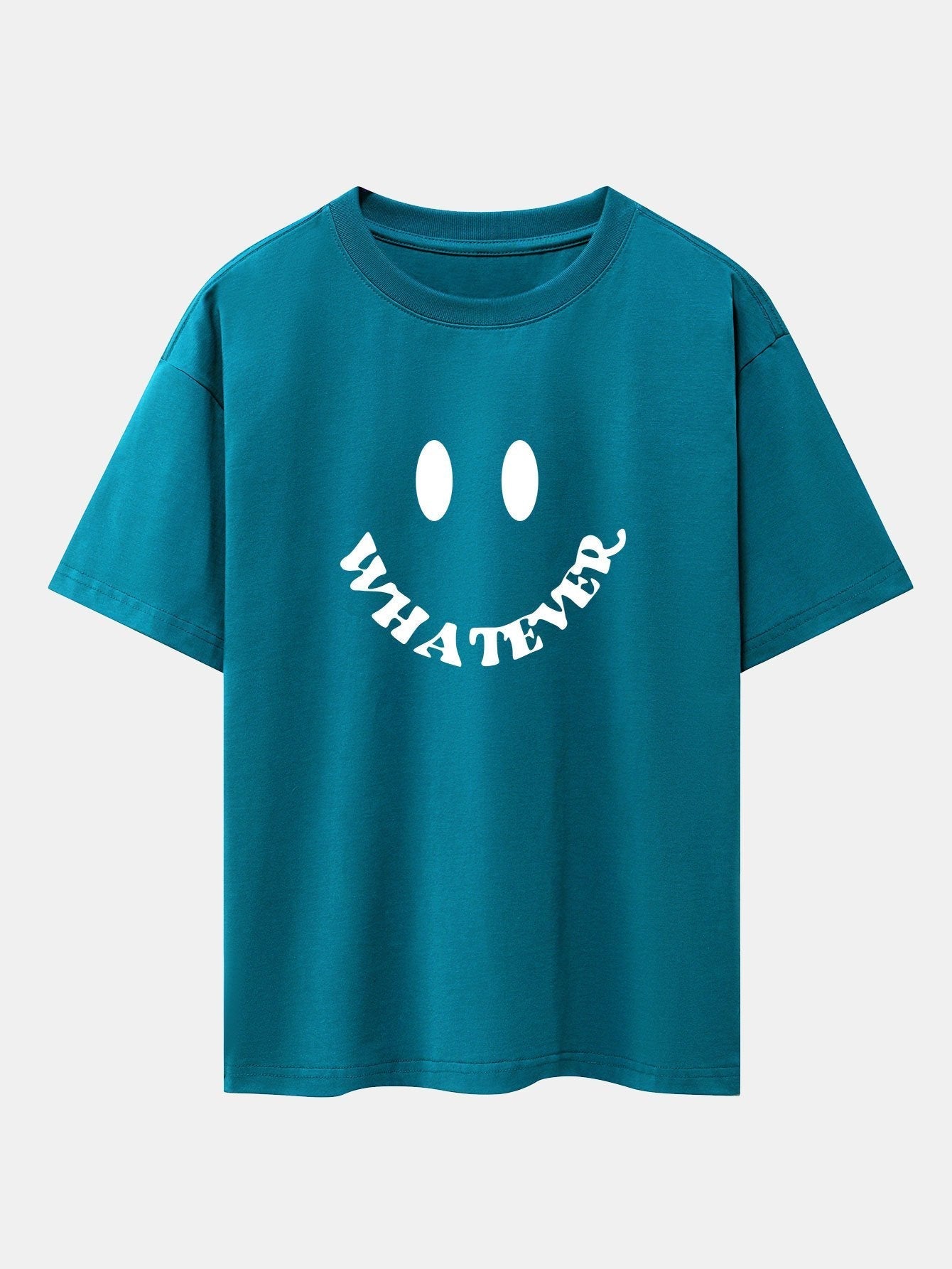 Andrés® | Smiley Face Slogan Print Drop Shoulder Oversize T-Shirt