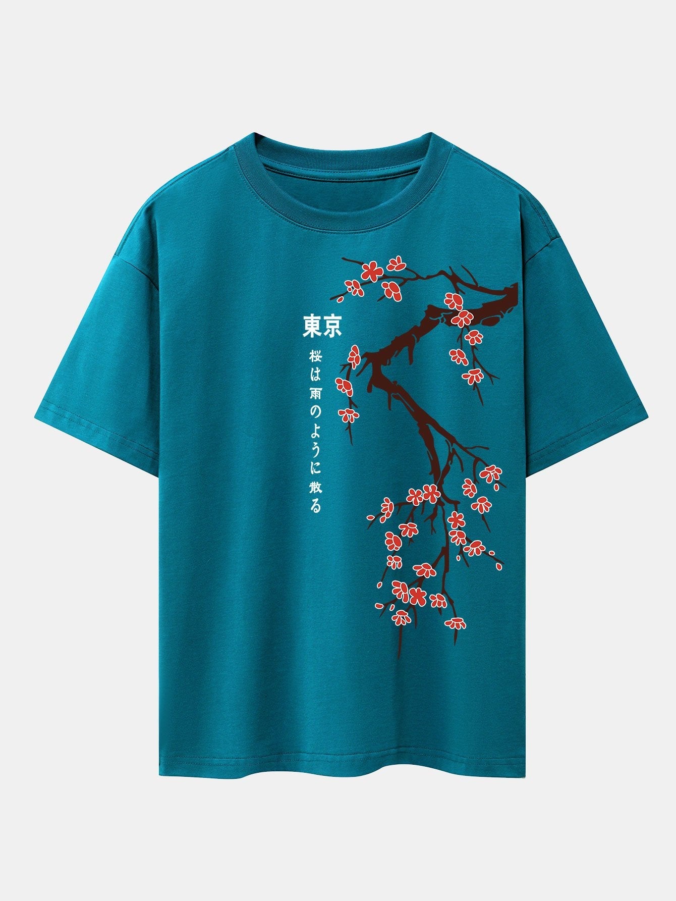 Ken® | Tokyo Japanese Cherry Blossoms Print Drop Shoulder Oversize T-Shirt