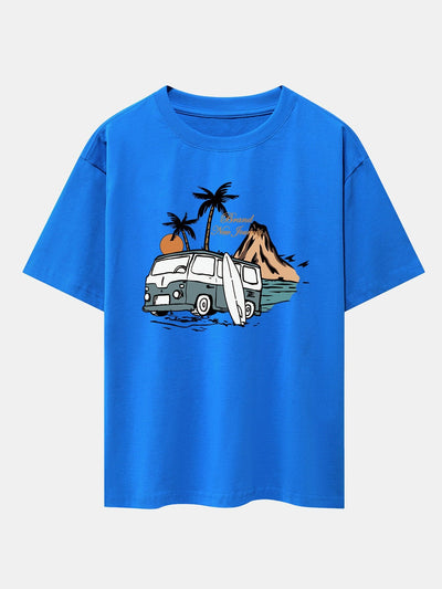 Emilio® | Car Island Print Drop Shoulder Oversize T-Shirt