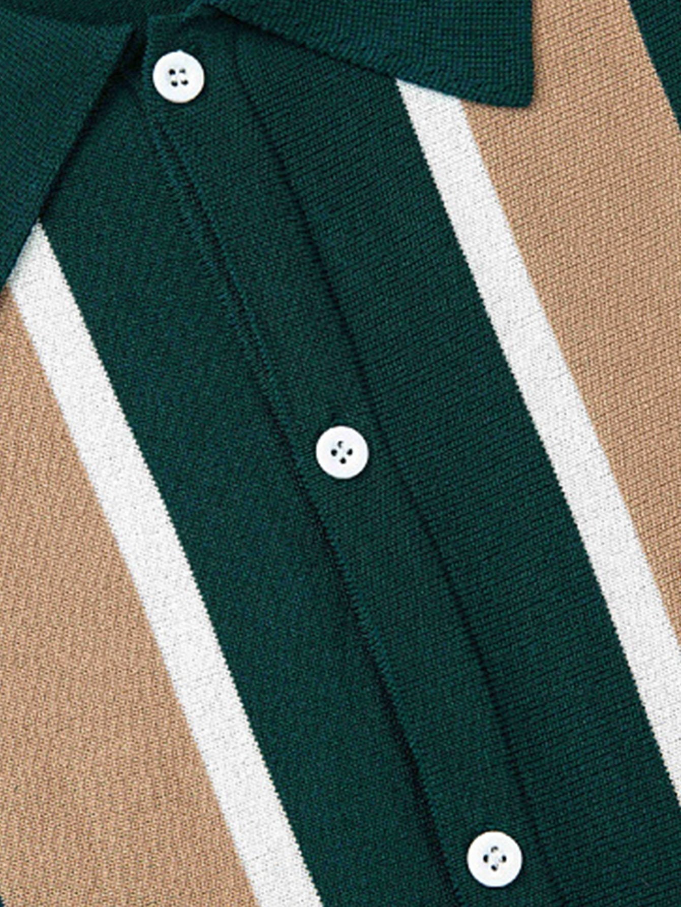 Jasper | Striped Short Sleeve Button Up Sweater Polo