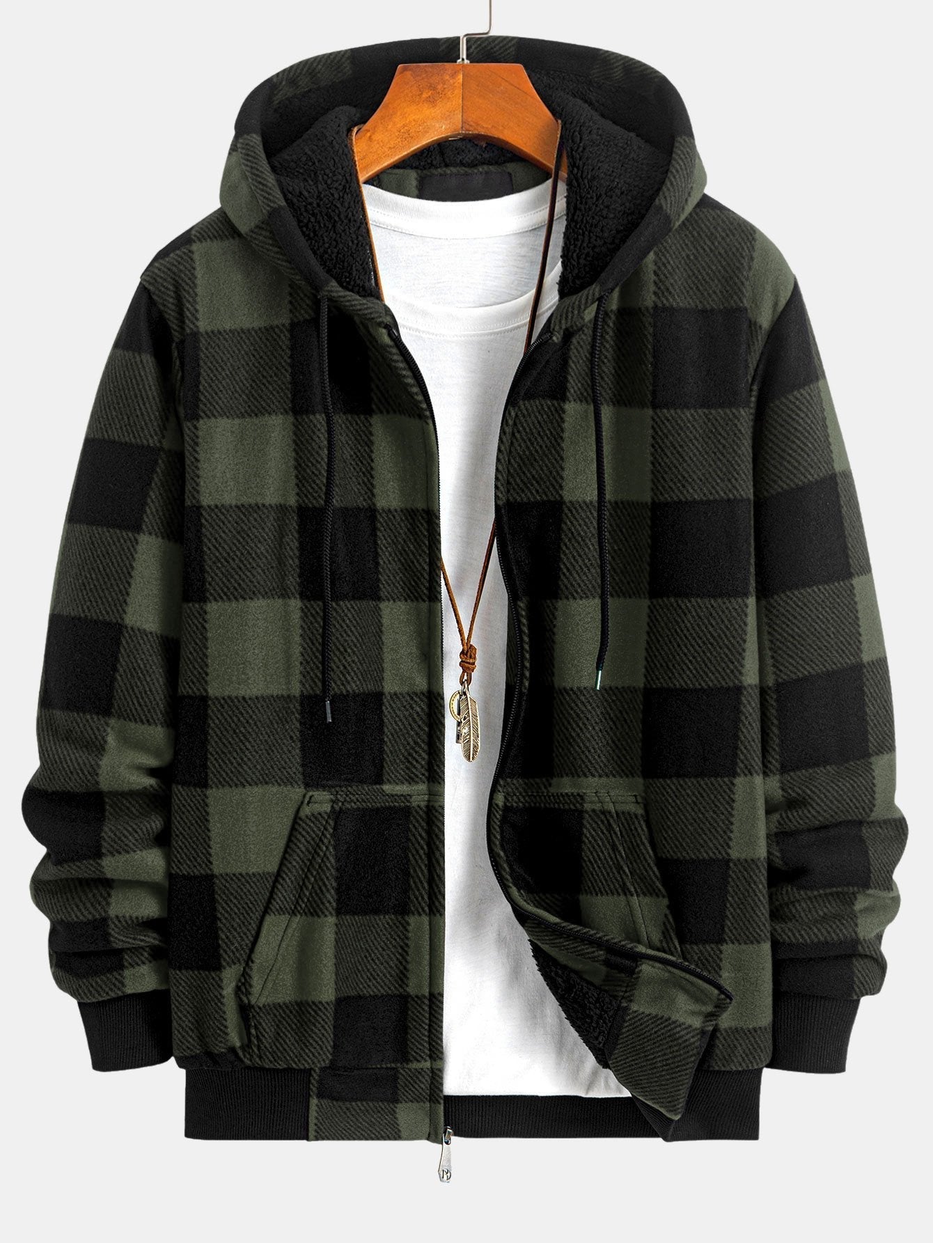 Gary | Teddy Fleece Lined Flannel Plaid Hoodie