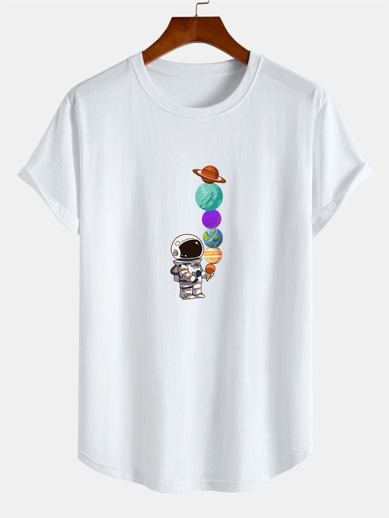 Antolín® | Planet Astronaut Print Cotton Arc Hem T-Shirt