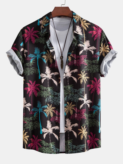 Pascual® | Palm Tree Print Button Up Shirt & Swim Shorts