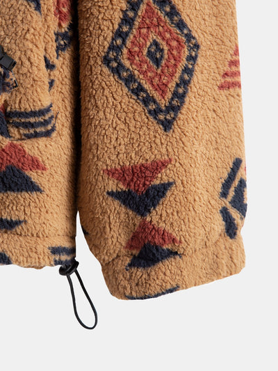 Alejandro | Aztec Print Patchwork Teddy Fleece Coat