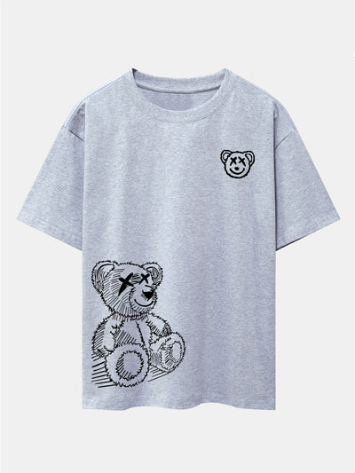 Héctor® | Cartoon Bear Print Drop Shoulder Oversize T-Shirt