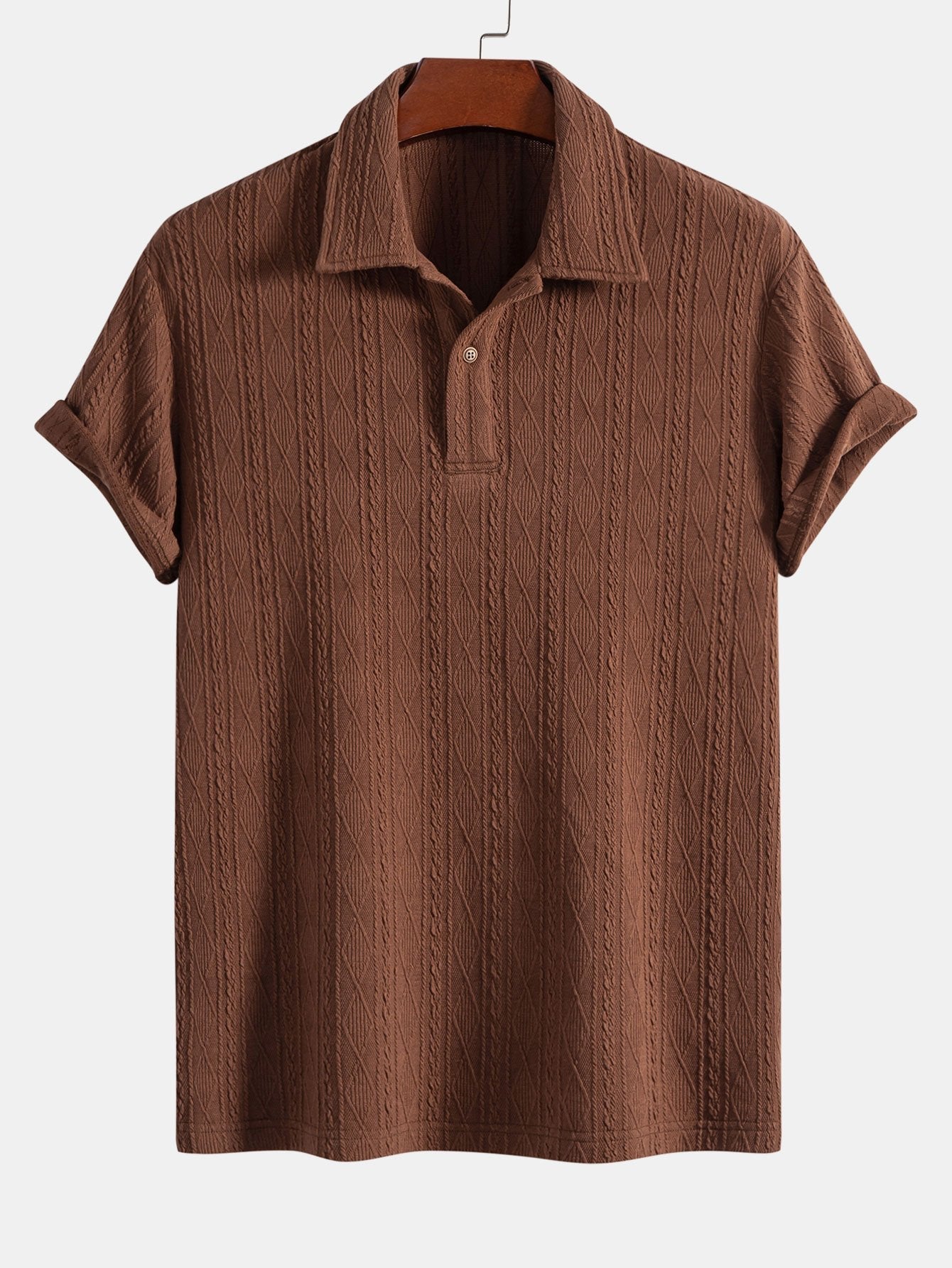 Claudio® | Knitted Rhombus Geometric Jacquard Polo