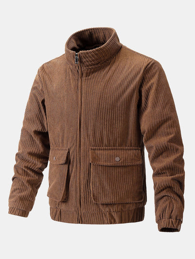 Ignacio | Funnel Neck Zipped Corduroy Jacket