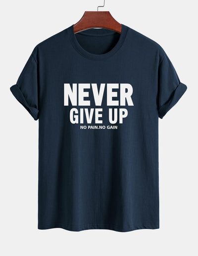 Ubaldo® | Never Give Up Print Cotton T-Shirt
