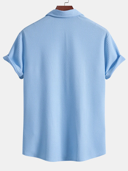 Adalberto® | Muscle Fit Ribbed Button Up Shirt