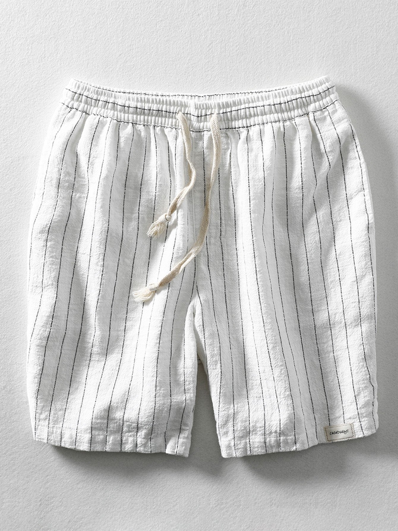 Barath® | Linen Cotton Blend Drawstring Striped Shorts