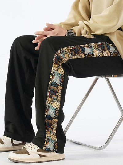 Adalberto® | Bear Print Patchwork Straight Leg Pants