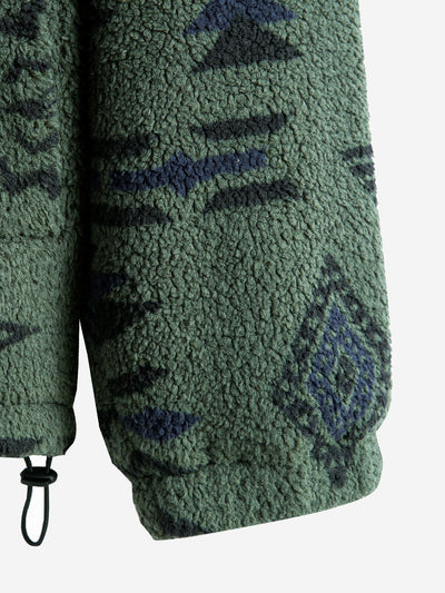 Alejandro | Aztec Print Patchwork Teddy Fleece Coat