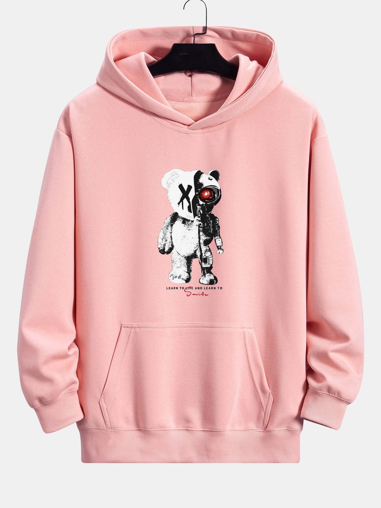 Tatum | Robot Bear Print Relax Fit Hoodie