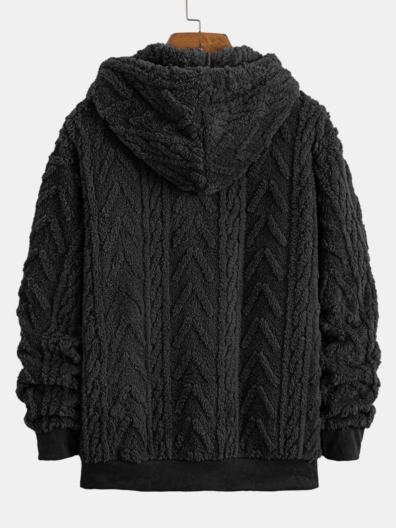 Cillian | Geometric Jacquard Zip Up Teddy Hoodie