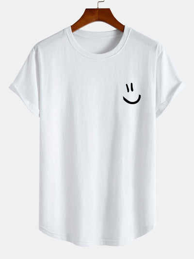 Andrew® | Smiley Print Cotton Arc Hem T-Shirt