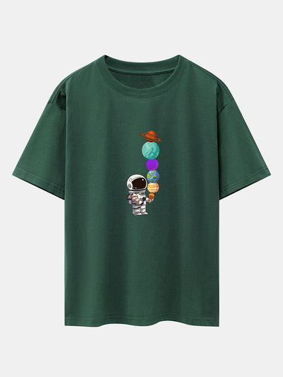 Atilano® | Planet Astronaut Print Drop Shoulder Oversize T-Shirt