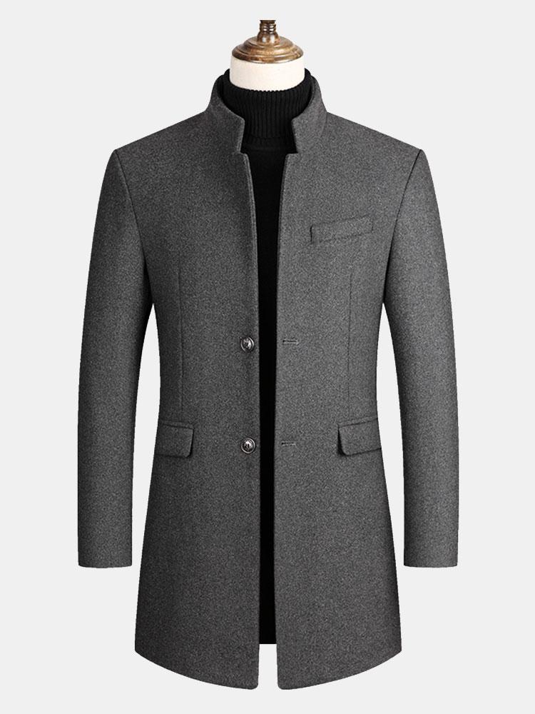 Logan | Stand Collar Woolen Overcoat
