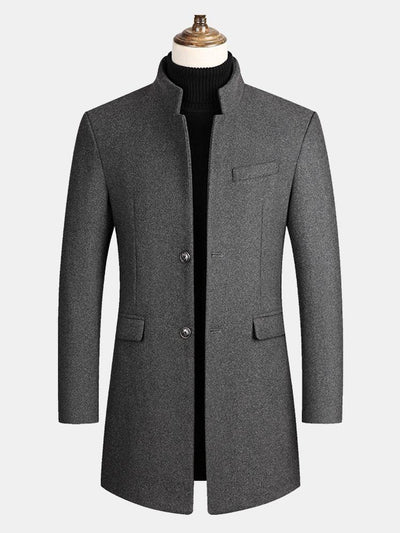 Logan | Stand Collar Woolen Overcoat