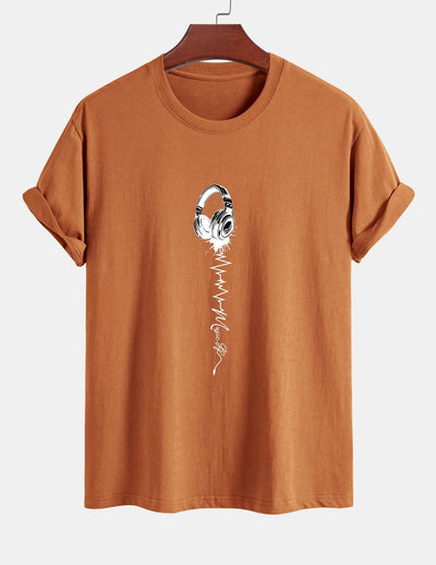 Tulio® | Earphone Print Cotton T-Shirt