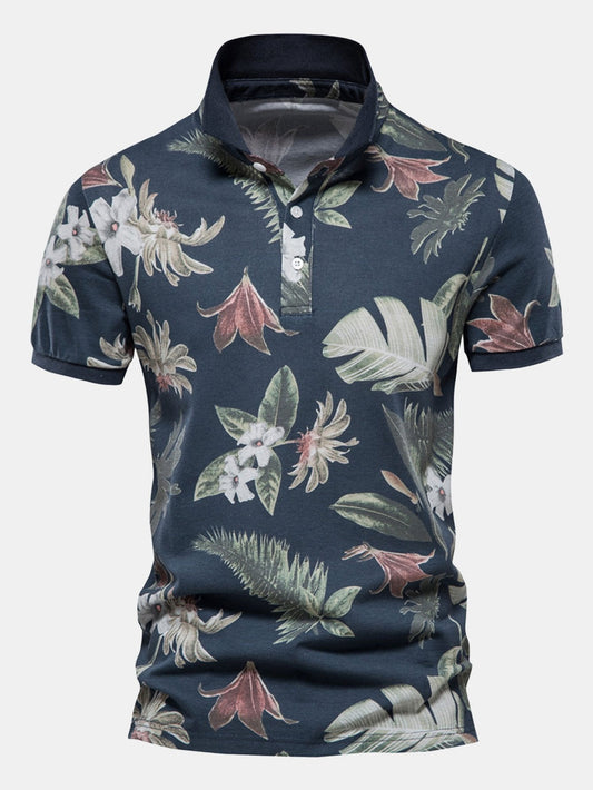 Donato® | Tropical Print Polo Shirt