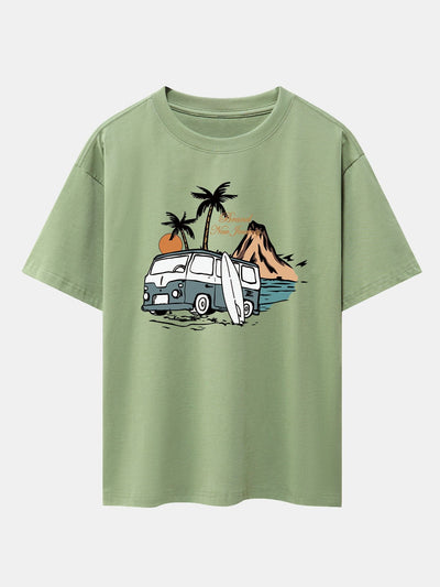 Emilio® | Car Island Print Drop Shoulder Oversize T-Shirt