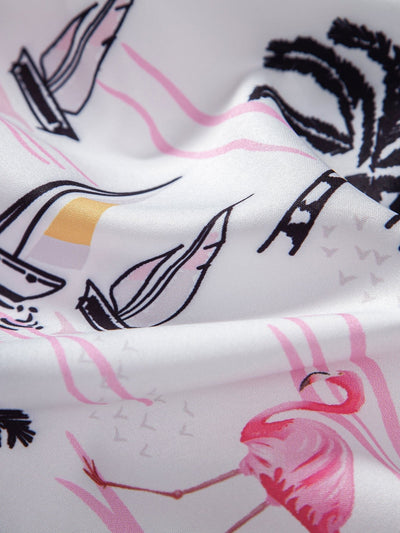 Atwater® | Palm Tree Flamingo Print Button Up Shirt