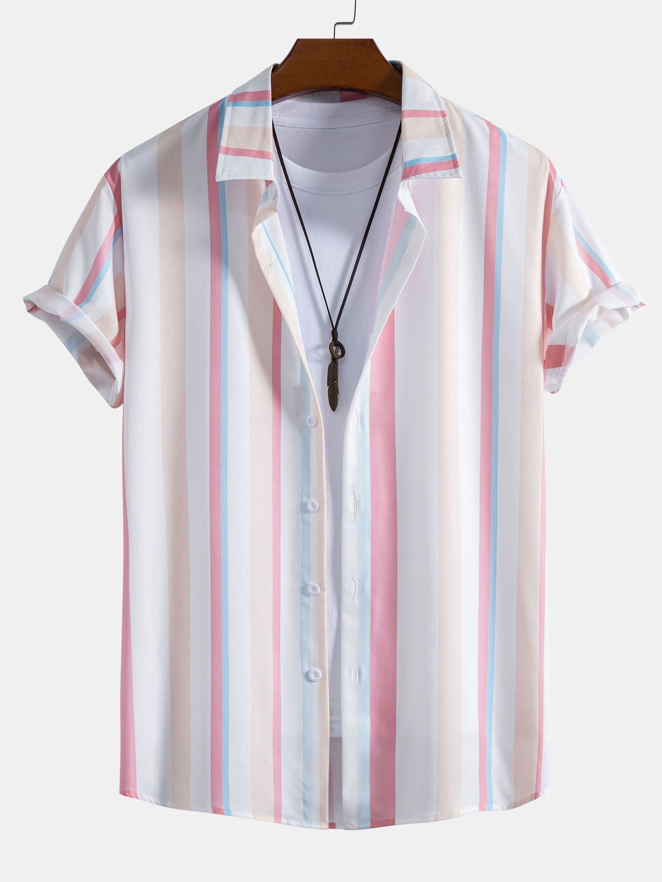 Antoine® | Colorful Striped Print Button Up Shirt