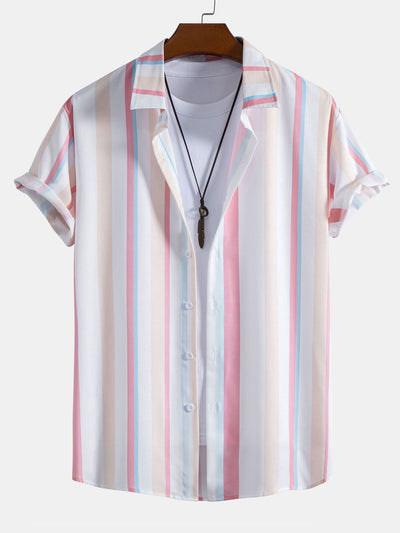 Antoine® | Colorful Striped Print Button Up Shirt
