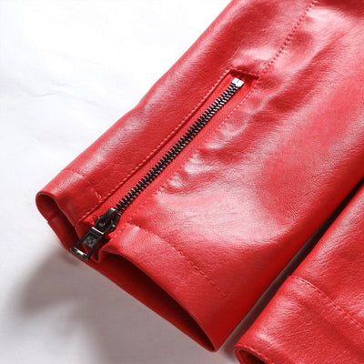 Men's Lapel Collarip-p Leather Jacket