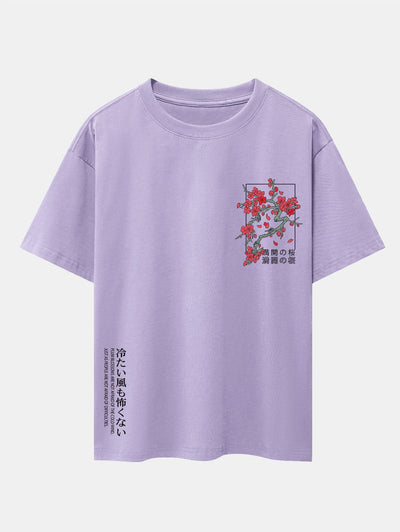Joey® | Cherry Blossom Slogan Print Drop Shoulder Oversize T-Shirt