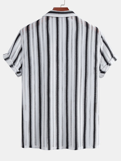 Atef® | Striped Cutout Cuban Shirt